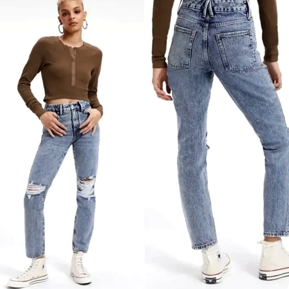 ✨️HP✨️NWT GOOD AMERICAN GOOD CLASSIC Distressed Jeans size 00/24 - Picture 15 of 15